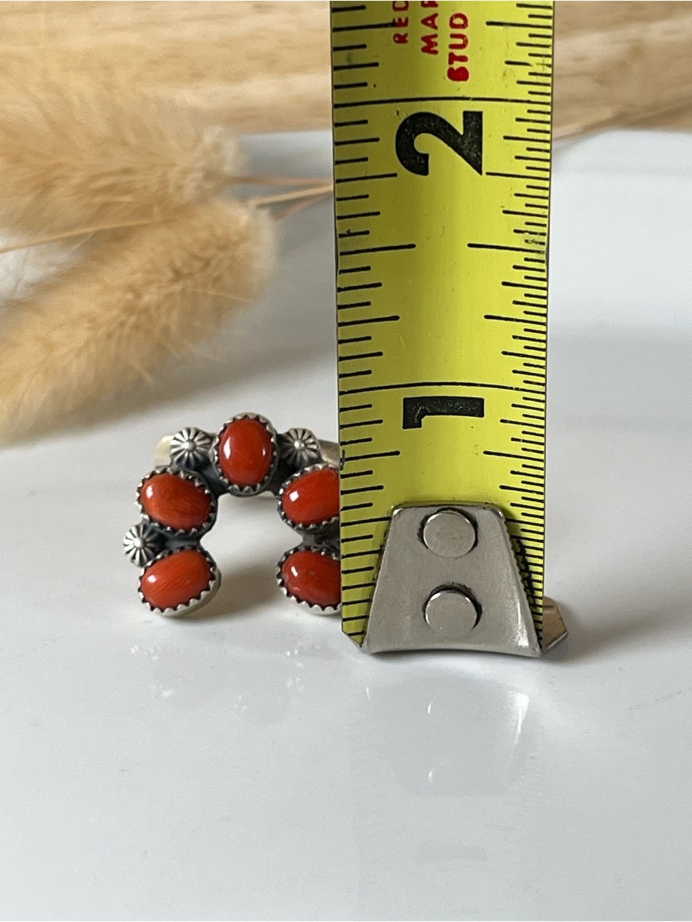 Solid Sterling Silver Carnelian Southwestern Naja Ring Adjustable Size 7.25 - Picture 8 of 9